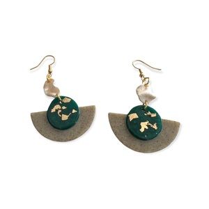 Unique geometric scrunched polymer clay earrings